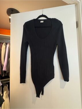 Abercrombie & Fitch Black Ribbed Bodysuit Top